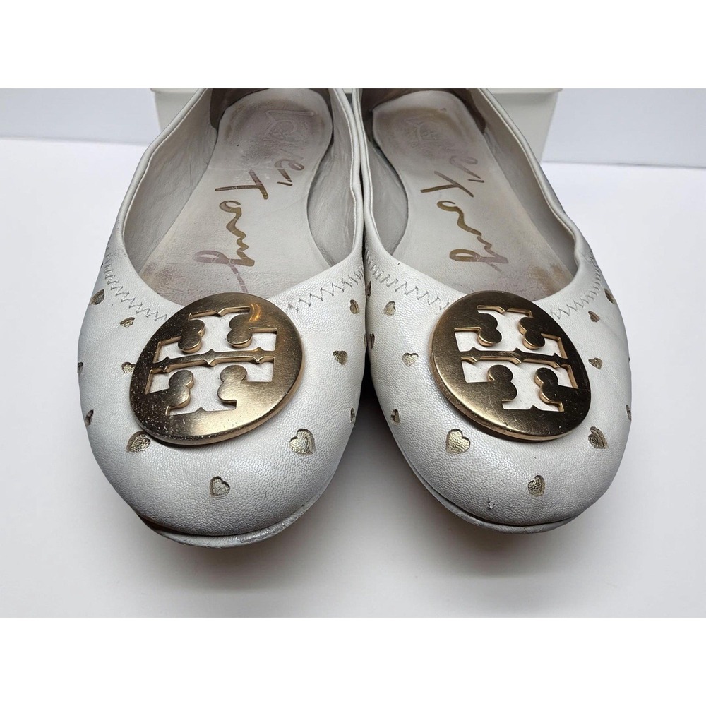 Tory Burch Minnie Travel Ballet Cutout Hearts Leather LIMITED EDITION Women Sz 7